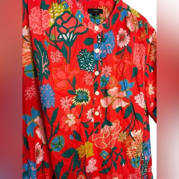 J. Crew Red Lightweight Cotton Swingy cover-up dress in painted floral Small - Picture 4 of 8